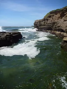 Deep water at the end of the second section of Caves Beach Caves