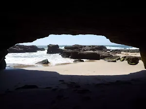 From the inside of a cave at Caves Beach