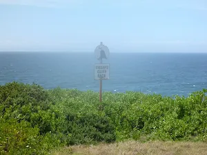 Safety sign in the coastal walk in the Wallarah Pennisula