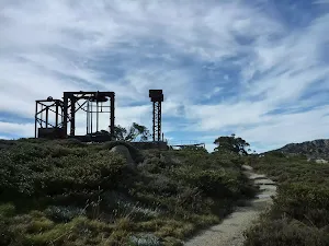 Track leading in front of historic ski lift