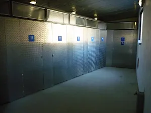 Inside the toilet block at Rawson Pass