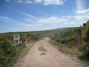 Trail with signage on Pinney's Headland in Wallarah Pennisula