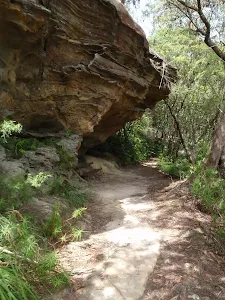 Passing under some shallow rock overhangs