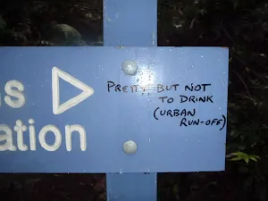 Warning on Clarinda Falls sign