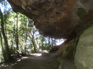 Track under rock overhang