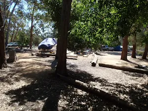 Log markers in Hobart Beach camping area