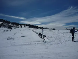 Following snow-pole line