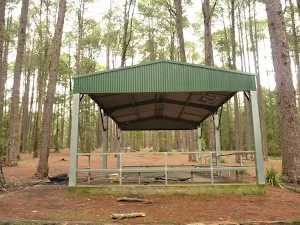 Metal shelter at the Pines picnic area in the Watagans