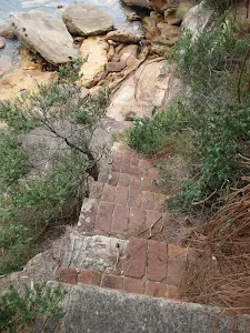 Brick stairs down to bunker