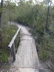 Across a small bridge
