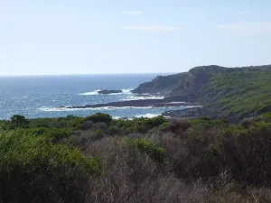 Views down the coast from the open heath land south of Saltwater Creek