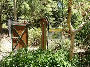 Fenced gateway into the Wildlife Exhibits at Carnley Avenue Reserve in Blackbutt Reserve