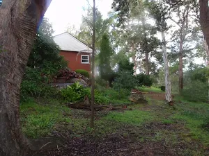 Victory Track leading behind houses.