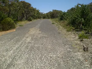The gravel rd at the end of Beachcomber Rd