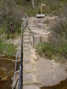 Looking up at the track intersection from Govetts Brook