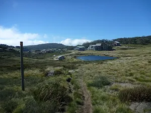Looking down over Perisher Valley Reservoir and valley